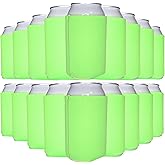 TahoeBay Neoprene Can Cooler Sleeves (25-Pack) Bulk Blank Sublimation Blanks for Vinyl Regular Size Plain Beer Coolers for Soda Cans & Bottles Black, White, Solid Color Set (Neon Green)
