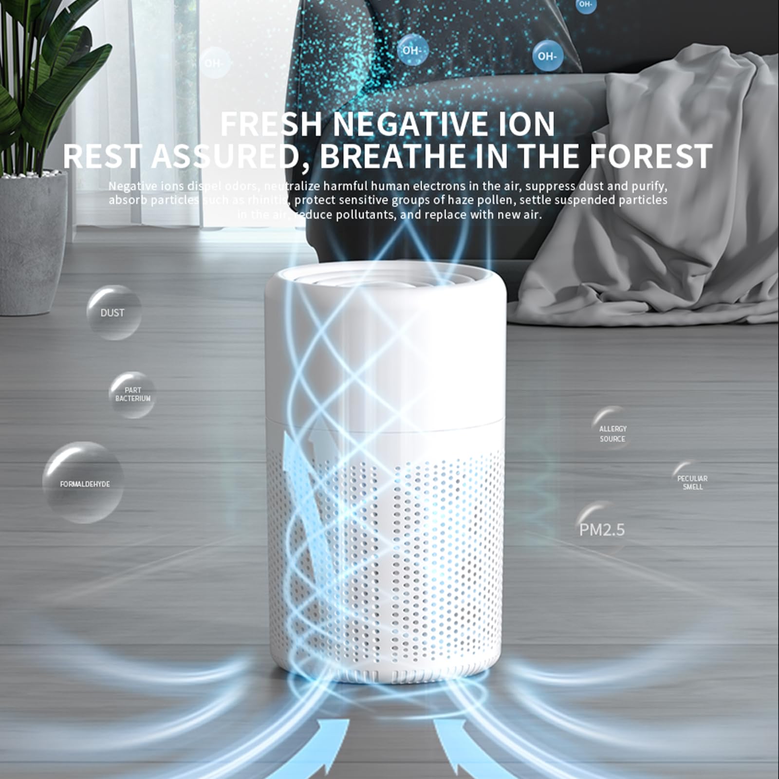 Small Air Purifier for Bedroom & Kitchen,Mini Air Purifier with Fragrance Function and 360° Air Inlet,HEPA Quiet Air Cleaner,Air Cleaner for Pet Odors Dust Smoke and Hair