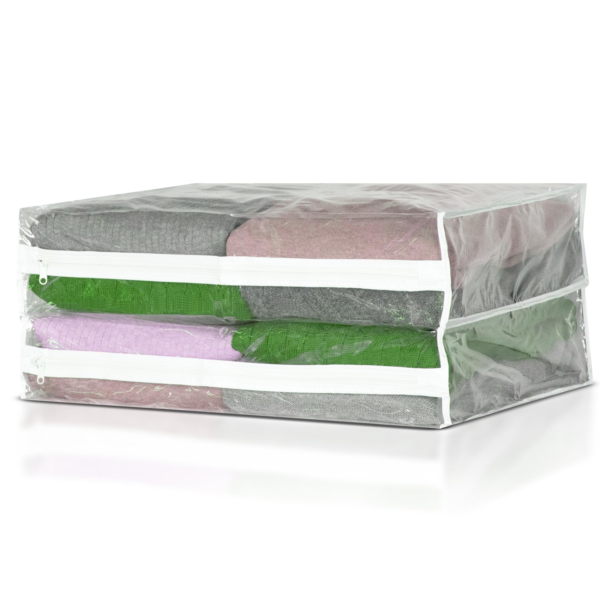 Photo 1 of Violet Linen Clear Organization Vinyl Storage, 100% Vinyl, Heavy Duty, Dust-proof, Clear , 14" x 18" x 4" Sweater Bag, Space Saver Storage Bags, set of 2