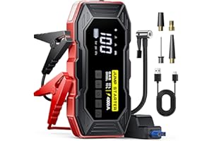 XIAUODO Jump Starter with Air Compressor, Portable Car Battery Jump Starter(12 Gas/10L Diesel), 4000A Peak 160PSI 12V Automobile Jump Box Pack Chargers with Jumper Cables, 4-Mode LED Lights, LCD Display