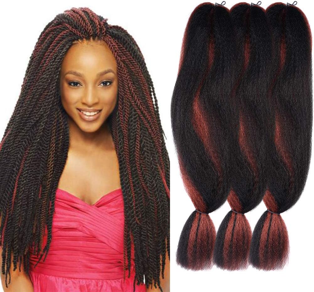 3 Pack Jumbo Braids Hair Kanekalon Crochet Braiding Hair 48inch African Collection Xpressions Synthetic Fiber Braiding Hair Extensions 57g/pack color F1b/350#