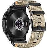 Bandletic Compatible with Garmin Instinct Watch Bands - 22mm Quick Fit Rugged Nylon Replacement Band for Fenix 8 E 47mm/7 6 Pro/5 Plus/Instinct 2 3 E 45mm/Forerunner 970 965/Approach S70 S62/Epix Pro