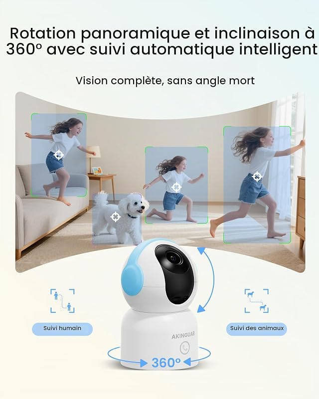4K Caméra Surveillance WiFi Intérieure avec Carte Mémoire 64Go — photo 2 sur 8