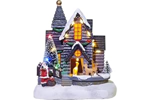 MerryPulse Christmas Village House, Collectible Buildings with 8 Songs & LED Lights Festive Gift for Collectors, Families
