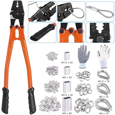 Buy Glarks 132pcs 14 Long 1 16 5 64 3 32 7 64 1 8 Inch Wire Rope Crimping Tool With Wire Rope Crimp Ferrules Stainless Steel Cable Thimbles And Anti Cutting Gloves Online In Kazakhstan B09ts9yc