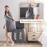 Lifewit 136L Double Laundry Basket with Lids 2 Compartments Grey view 3