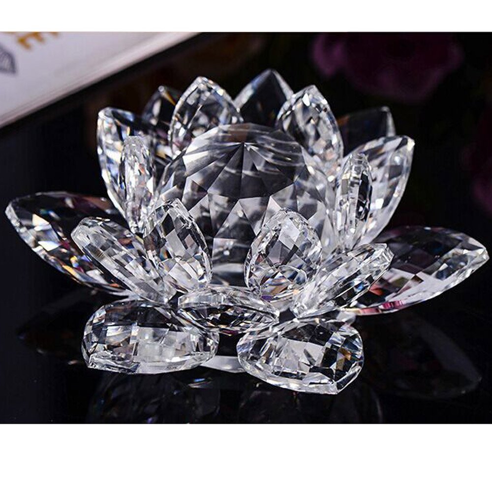 Value for Money Products Crystal Lotus Flower Bouquet Large Size Craft Home Decoration Birthday Wedding Gift Crystal Glass White