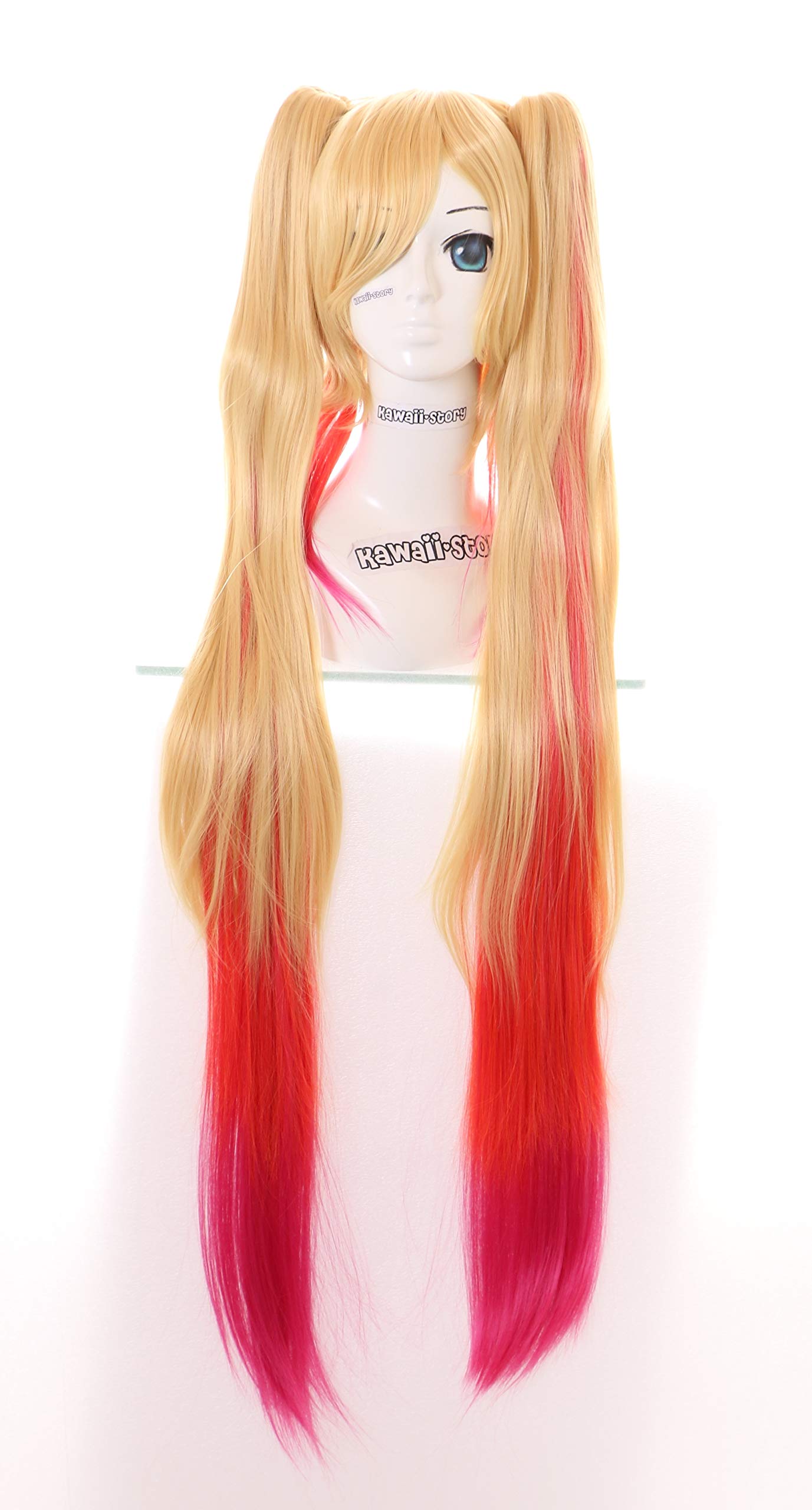 Kawaii-Story PL-847 Tohru Kobayashi's Dragon Maid Blonde Pink 110 cm Braid Clips 3-Piece Lolita Cosplay Wig Anime Manga