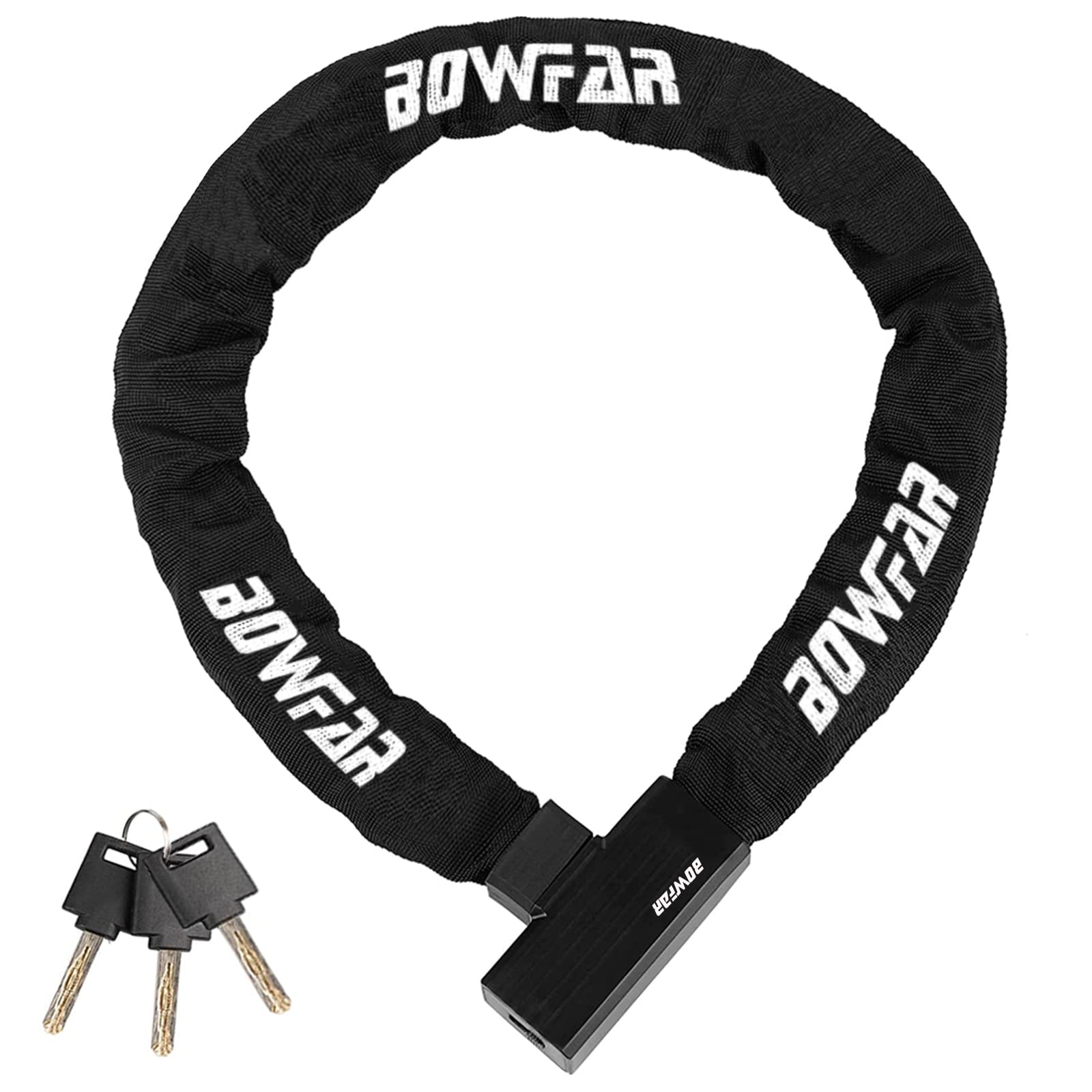 Bowfar Bike Lock, 100cm Anti-Theft Bicycle Lock with 3 Keys, Bike Chain Locks High Security for Bike Bicycle, Motorcycle, Scooter, Door, Gate, Fence