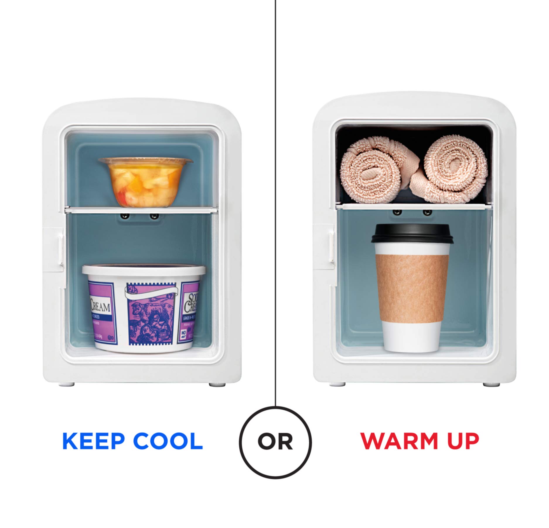 Chefman - Iceman Portable Mirrored Beauty Fridge With LED Lighting 4L Mini Refrigerator, Skin Care, Makeup Storage, w/Mirror & Light, Chill Serums And Face Masks, For Desktop Or Travel, Cool & Heat
