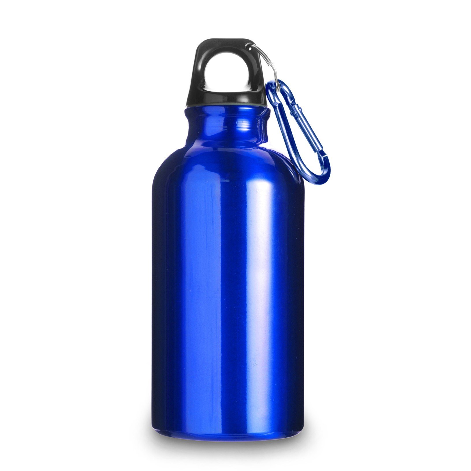 Aluminium Drinking Water Bottle with Screw cap and Carabiner, 400ml (Blue)