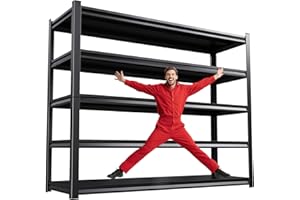 ZIWJHK 72''H*46W'' Garage Shelving, 3000lb Heavy Duty Shelving, Adjustable Metal Shelving Garage Storage Shelves 5 Tier Utility Shelf Unit Metal Shelf Rack for Basement Industrial Black