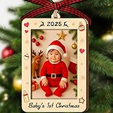 Baby's First Christmas Ornament 2025 - Pink Baby Girl Picture Frame Ornament for Xmas Tree – New Baby Newborn Daughter 1st Year Keepsake