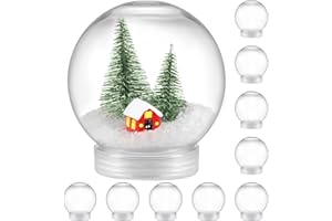 AWEYKA 10 Pieces 3.6 Inch/91mm Plastic Snow Globe Clear Plastic Water Globe Fillable Snow Globe with Screw Off Cap for DIY Crafts Christmas Home Decoration