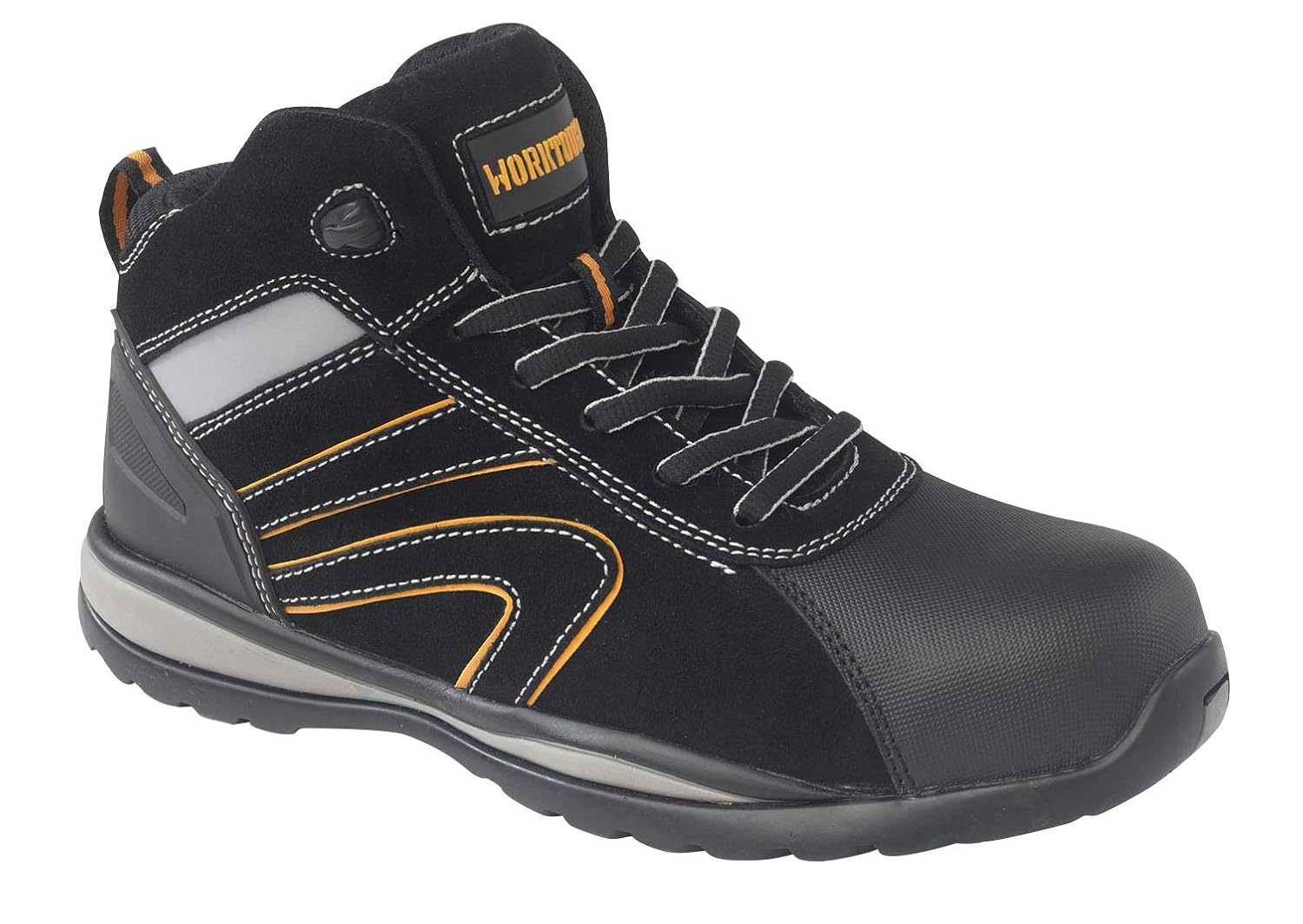 Worktough strike black mid cut safety boot,5, 5 UK