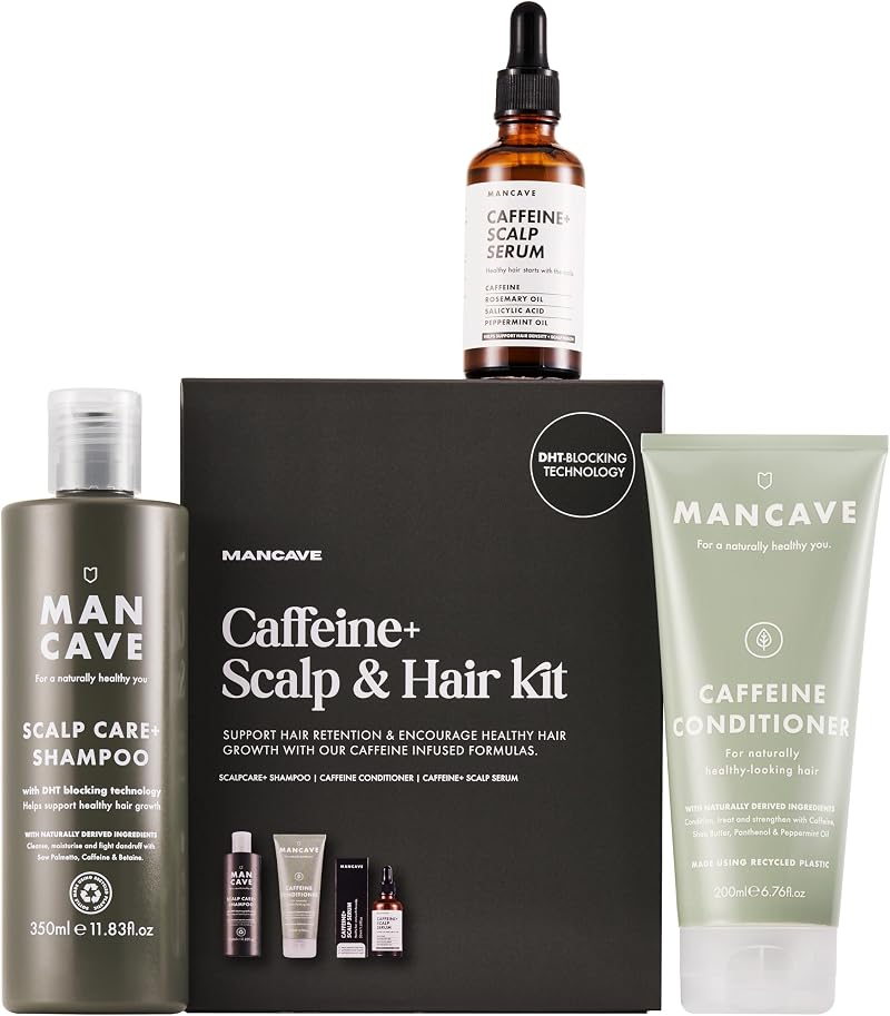 ManCave Caffeine+ Scalp & Hair Kit with 3 Essentials