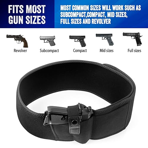 Concealed Carry Belly Band Holster - Adjustable Waistband For Men & Women With Magazine Pocket