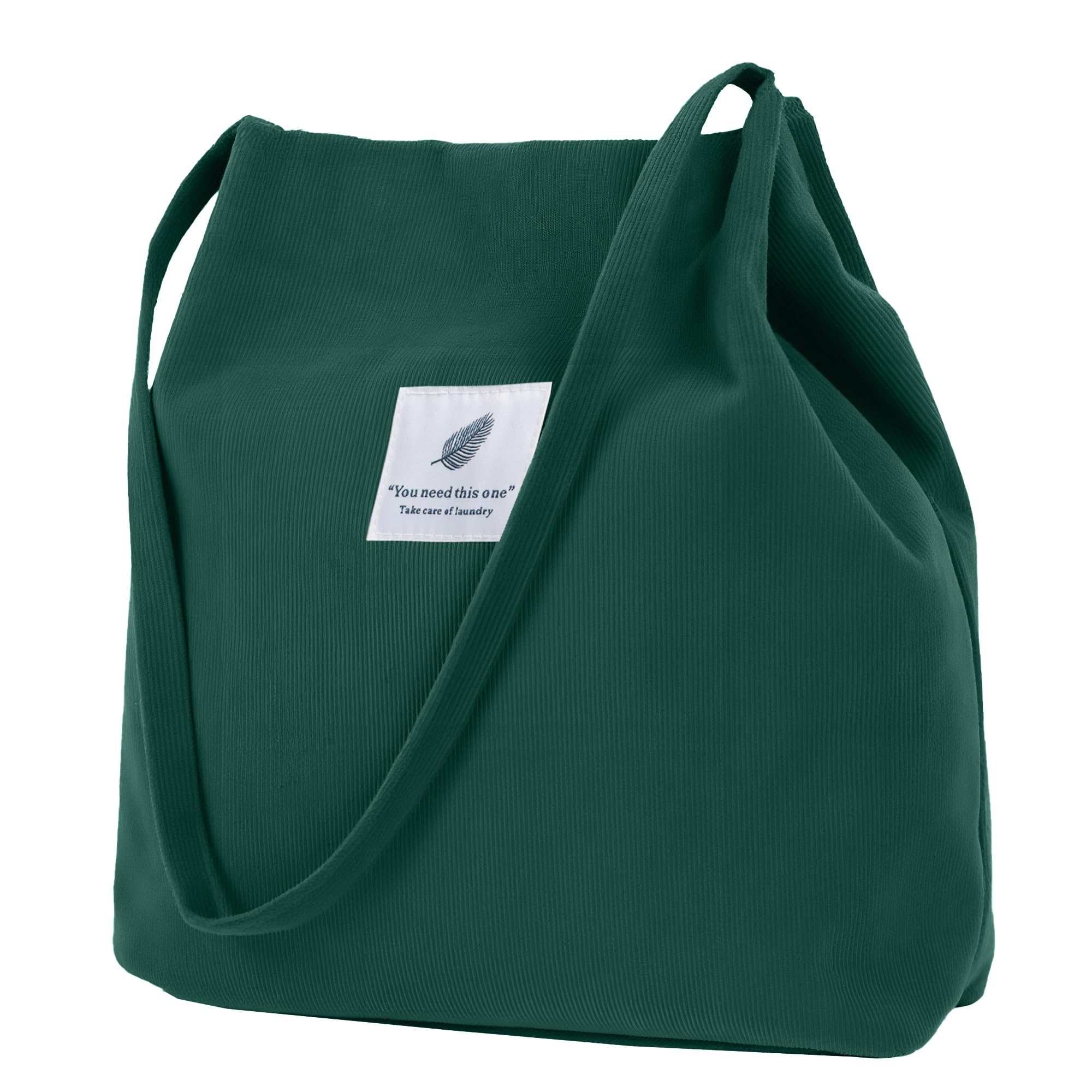 ZhengYue Corduroy Tote Bag for Women Cord Tote Bags with Magnetic Buckle Large Capacity Shoulder Handbags for College School Work Travel Shopping Daily Use