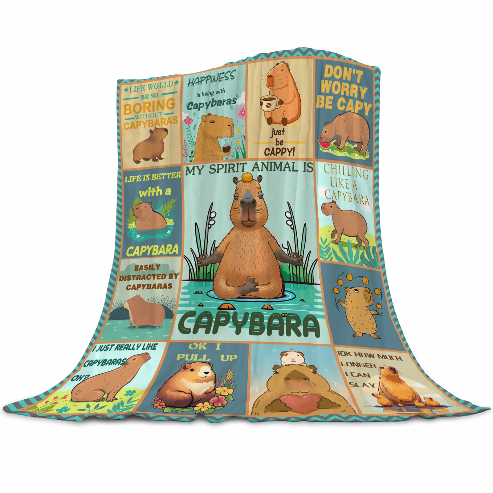 Gaakvrr Capybara Blanket Gift for Girls Boys Kids Animals Lovers Soft Flannel Blankets Cute Capybara, Capybara Blanket for Couch Sofa Bedroom Camping Travel 100x130cm(40x50 Inch)