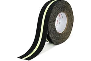 S&X Heavy Duty Anti Slip Tape 5cm x 18.3m with Glow in The Dark Strip - Durable Grip Tape for Stairs, Outdoor Non Slip Stair 
