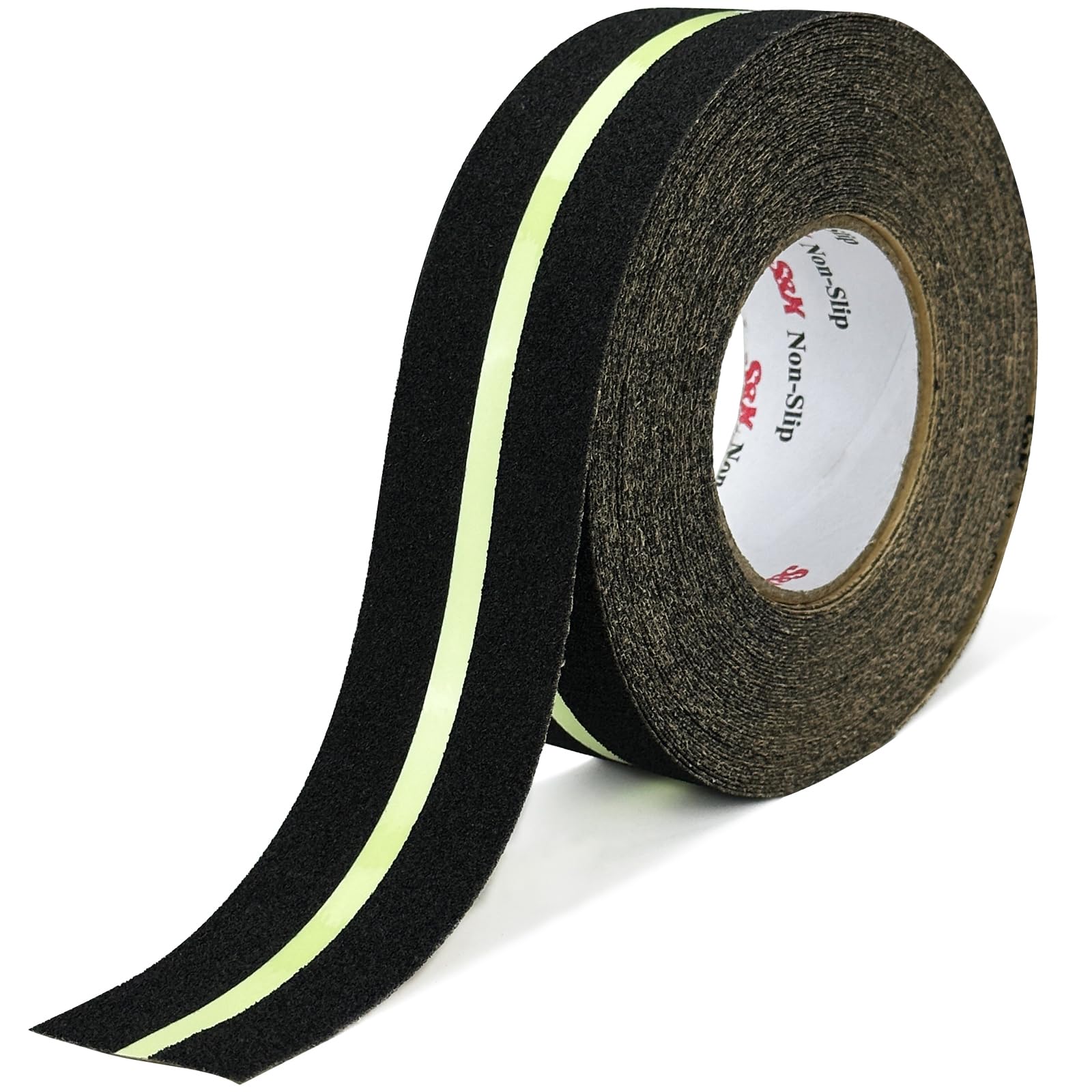 S&X Heavy Duty Anti Slip Tape 5cm x 18.3m with Glow in The Dark Strip - Durable Grip Tape for Stairs, Outdoor Non Slip Stair Tread Non-Skid Safety Tape