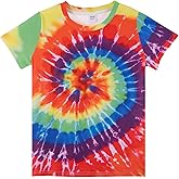 BaseMhaowell Boys Tie-Dye Graphic Tee for Theme Parties, Sizes 4-14