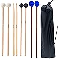 VixxNoxx Drum Mallets Kit – 4 Pairs (Felt, Rubber, Marimba, 5A) Drumsticks with Bag, Percussion Instrument Beginner Accessori