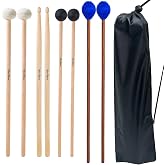 Vioxx 4 Pairs Drum Mallets Kit - Felt Timpani, Rubber, Marimba, 5A | Drumsticks with Bag, Percussion Instrument Beginner Accessories for Steel Drum, Bass Drum, Glockenspiel, Xylophone Mallet