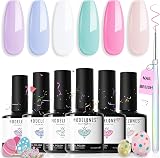 Modelones Gel Nail Polish 6 Colors Pastel Kit with Nail Art Brush view 1