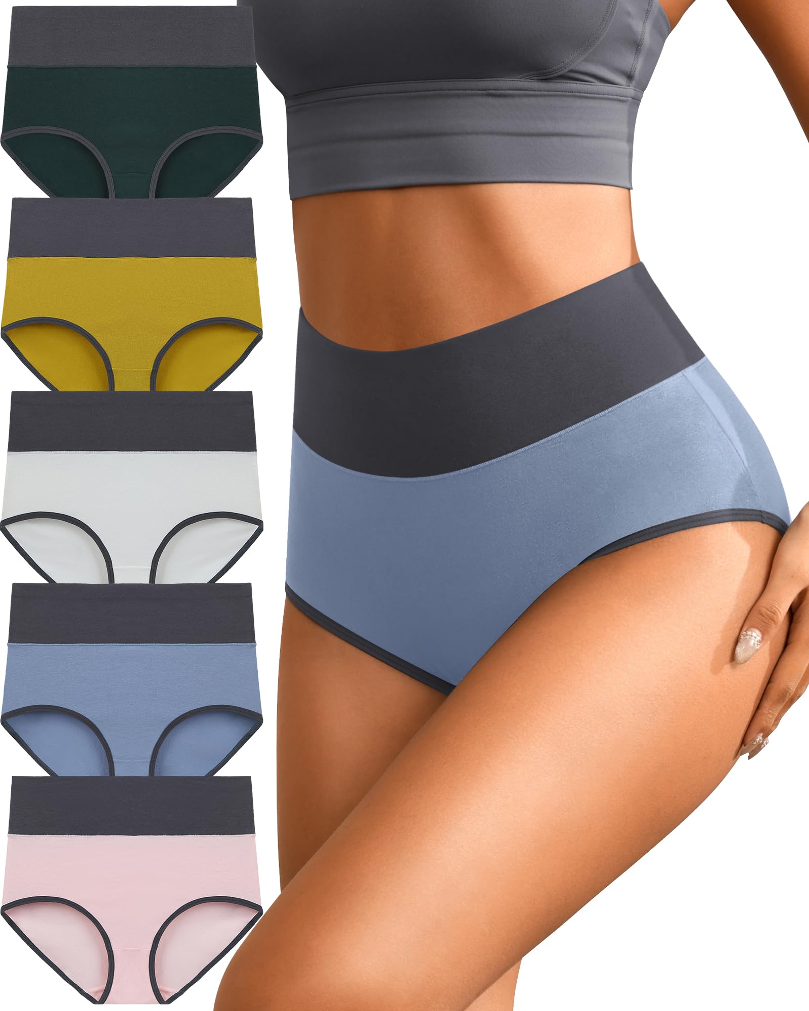 K Cheony Womens High Waist Cotton Underwear Soft Brief Panties Decorated With Lace Regular And Plus Size