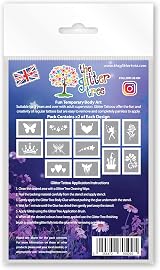 The Glitter Tree 24 Girls Glitter Tattoo Stencils - 12 Unique Designs - Skin view 2