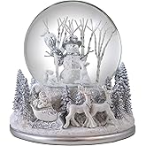 White Christmas Snowman Holiday Snow Globe by The San Francisco Music Box