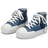 ANTLULU Girls’ Platform Canvas Shoes Low Top and High Top Canvas Sneakers Lace-up Fashion Casual Shoes for Girls