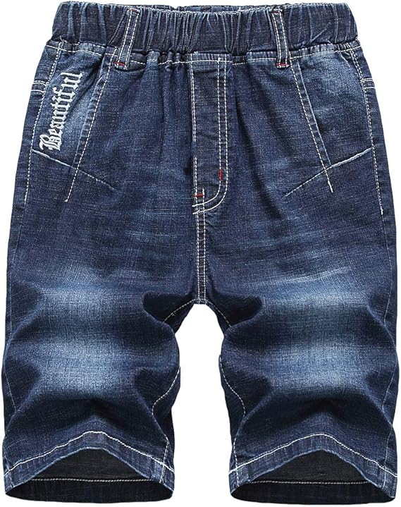 boys pull on denim shorts