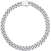 BBXBD 18k Stainless Steel Mens Cuban Link Chain, Miami Cuban Chain Bracelets for Men, 6mm Wide 7.5 8 8.5Inch Hip Hop Mens Bracelets,Gift for Father Husband Son men chain