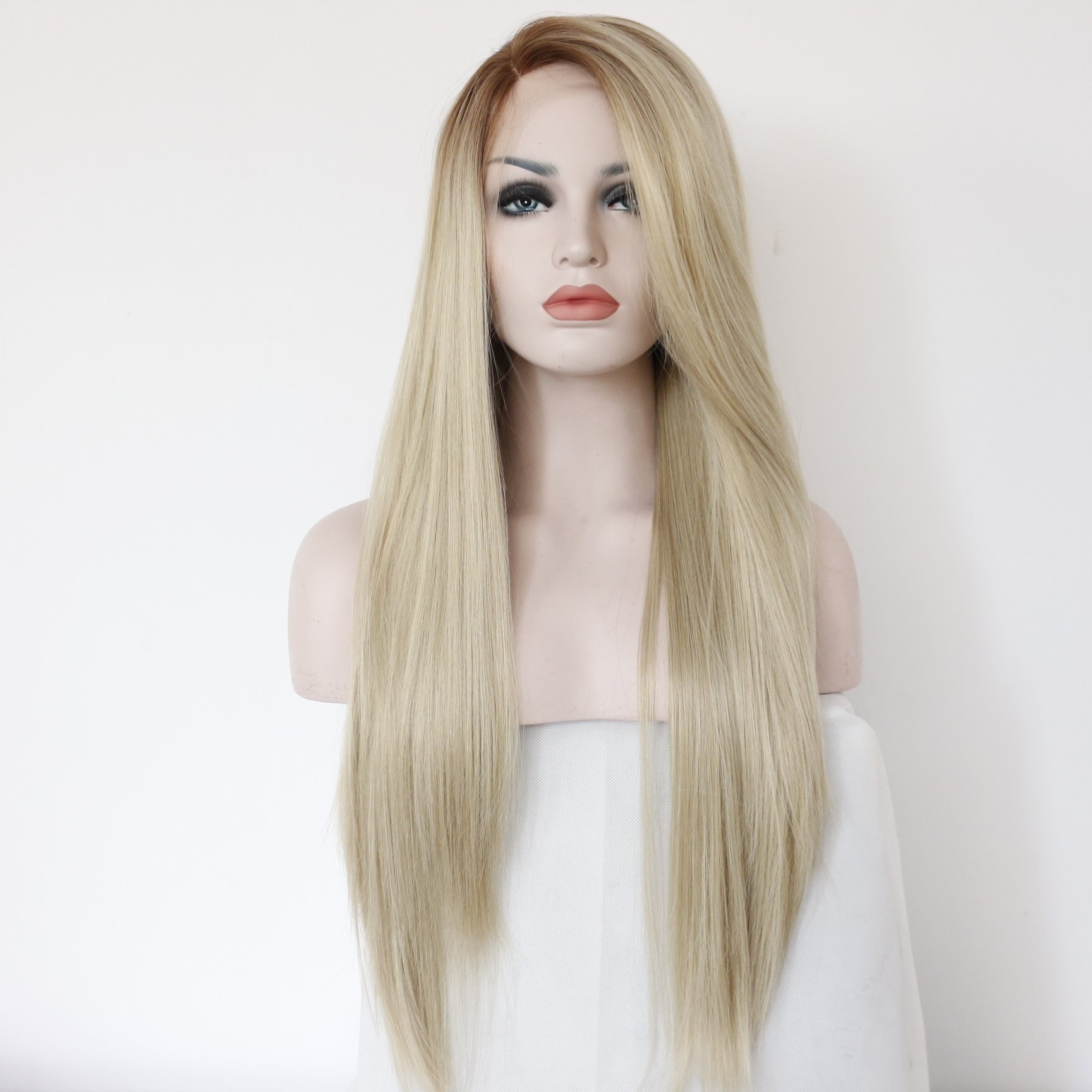 eNilecor Blonde Lace Front Wig, Long Straight Wigs Realistic Synthetic Hair Replacement Wig Ombre 2 Tone for Women