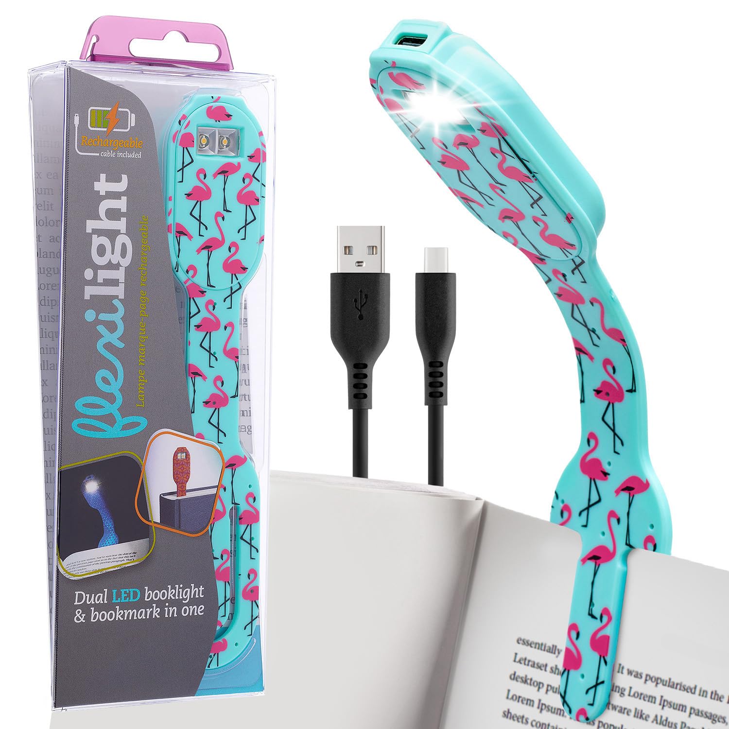 Flexilight Reachargeable Reading Light | 2 in 1 Bookmark Book Light | LED Clip On Reading Lamp | Children and Adult Book Torch | Book Accessories | Gift for Readers, Book Lovers.