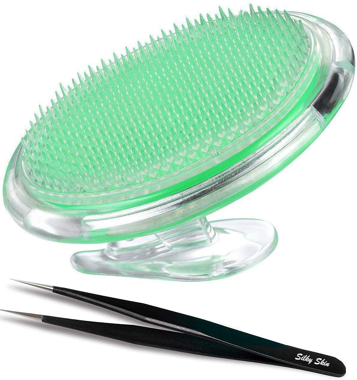 Exfoliating brush to treat And prevent razor bumps And ingrown hairs-including tweezers-eliminate shaving irritation For Face, Armpit, Legs, Bikini line-solution For Men And Women by Silky Skin