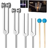 DiDiBirDi Tuning Forks for Healing Set 4pcs (128Hz, 256Hz, 512Hz,1024Hz) | Weighted &amp; Unweighted Sound Healing Tools for Meditation, Yoga, Stress Relief, Chakra Balance &amp; Space Clearing