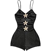 SHENHE Women's Starfish Cut Out Cami Romper Spaghetti Strap V Neck Summer Shorts Jumpsuit