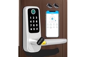 GUDLAIF Smart Lock, 5-in-1 Keyless Entry Door Lock, Smart Door Locks for Front Door, Fingerprint Door Lock, Biometric Door Lock with Handle, Door Lock with Code Support App &WiFi Control (Silver)