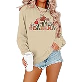 MAXIMGR Grandma Sweatshirt for Women Gigi Crewneck Sweatshirts Nana Sweatshirt Colorful Grandma Floral Graphic Pullover Tops