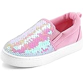 K KomForme Toddler Slip on Sneakers Girls Sparkle Sequins Canvas Walking Shoes