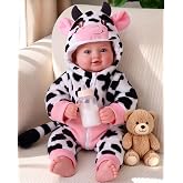 BABESIDE Baby Dolls, 17inch Large Realistic Soft Baby Doll with Cow Outfit | Real Life Baby Dolls with Accessories Gifts for 3+ 4 5 6 7 8 9 Years Girl Birthday, Pretend Play, Christmas and Collection