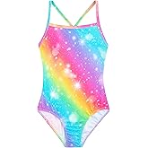 Belovance Girls Swimsuits One Piece Bathing Suit Crossback Straps Cute Toddler Kids Pool Beach Swimwear Quick Dry 4-12 Years