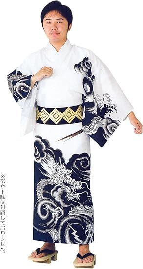 Amazon Co Jp 浴衣 納期約35日 白 紺 雷雲 昇り竜 メンズ絵羽ゆかた 盆踊り 夏祭り浴衣 仕立上りプレタユカタ 男m 男l 反物 反物 服 ファッション小物