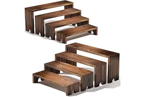 MOGENXOYE Large 2 Set Wooden Tiered Display Stands 4 Tier Stackable Pine Wood Display Risers, Suitable for Vendor Events, Cupcake Stands, cake stand Wooden Dessert Table Sets, Vendor Booth Displays,Cosmetic & Perfume Display Tools, Kitchen Spice Storage, Outdoor Party Food Displays display stands(Sizes: 12 Inches, 11.2 Inches, 10.4 Inches, 9.6 Inches)