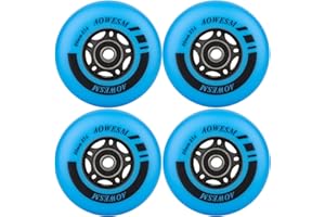 AOWESM Inline Skate Wheels 80mm 76mm 72mm 85a Outdoor Indoor Black Blue Red Roller Hockey Blades Replacement Wheels w/Bearings ABEC-9 and Floating Spacers (4-Pack)
