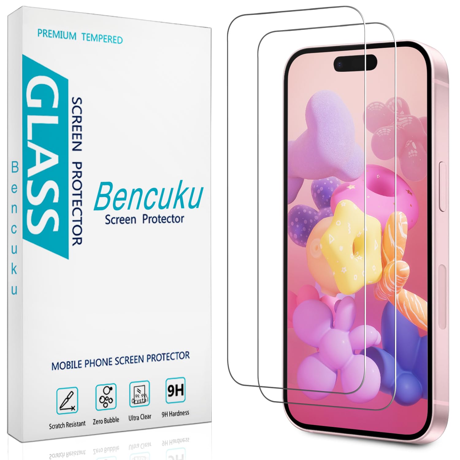 Bencuku 2 Pack Screen Protector for iPhone 16 6.1 inch Tempered Glass