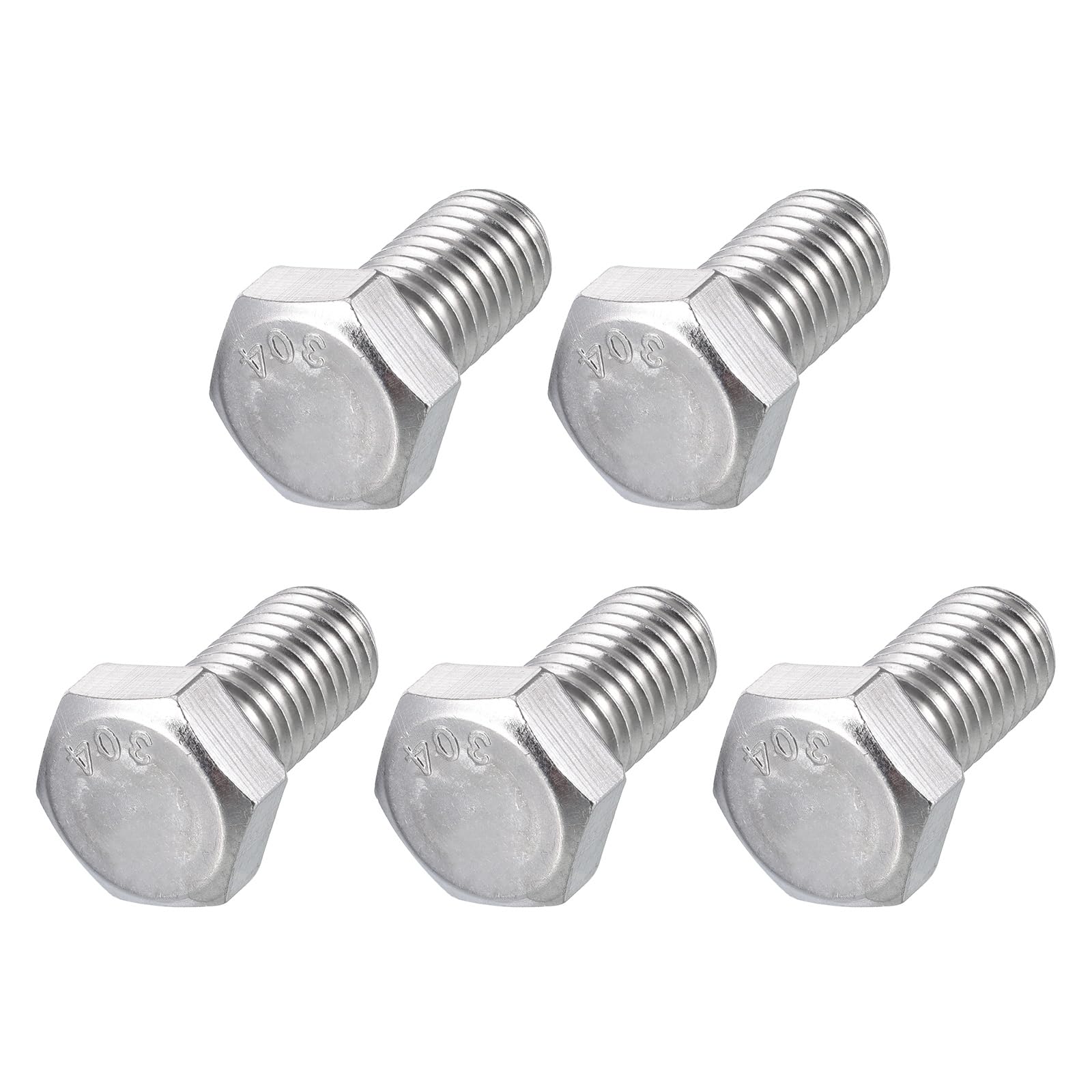 METALLIXITY Hex Head Bolts (1/2-13 x 1") 5Pcs, 304 Stainless Steel 18-8, Fully Threaded, External Hex Drive, Plain Finish, Hex Head Screw Bolt, Silver — image 1